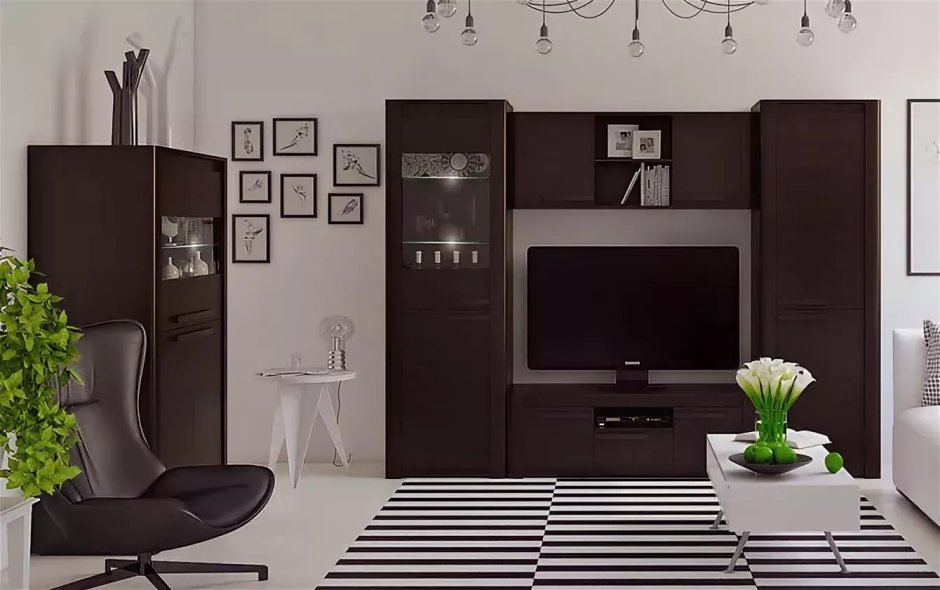 Акцентная стена в серой гостиной