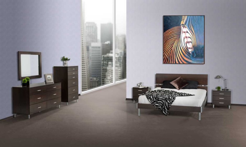 Мебель венге в сером интерьере