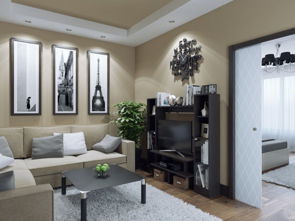 Темный пол в интерьере