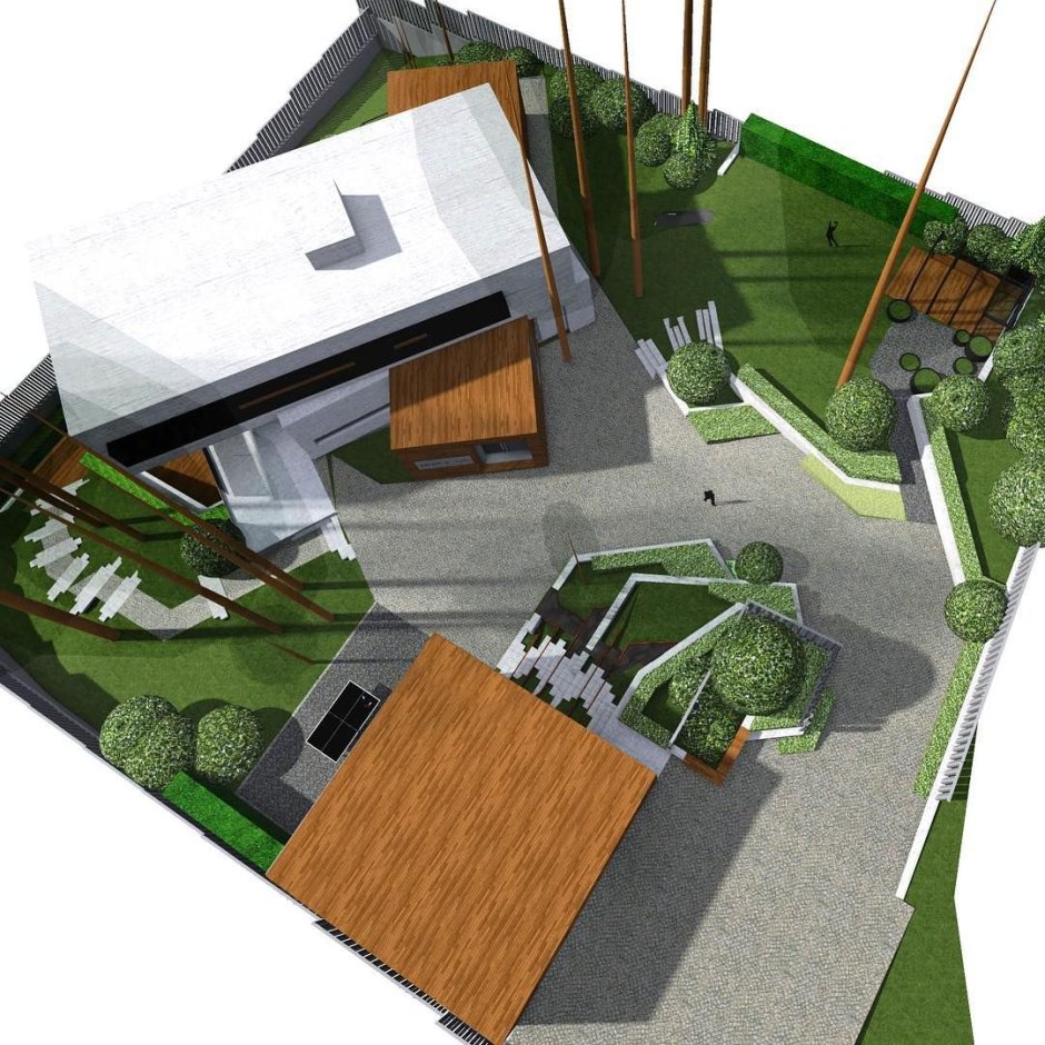 Пейзажный стиль современный сад в Сосновом лесу