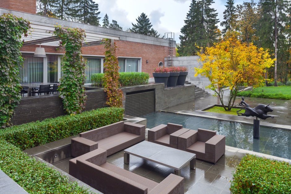 Экостиль ландшафт пруд