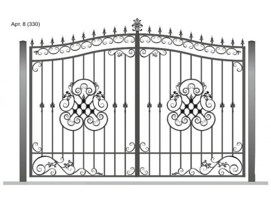 Кованые ворота с калиткой рисунок