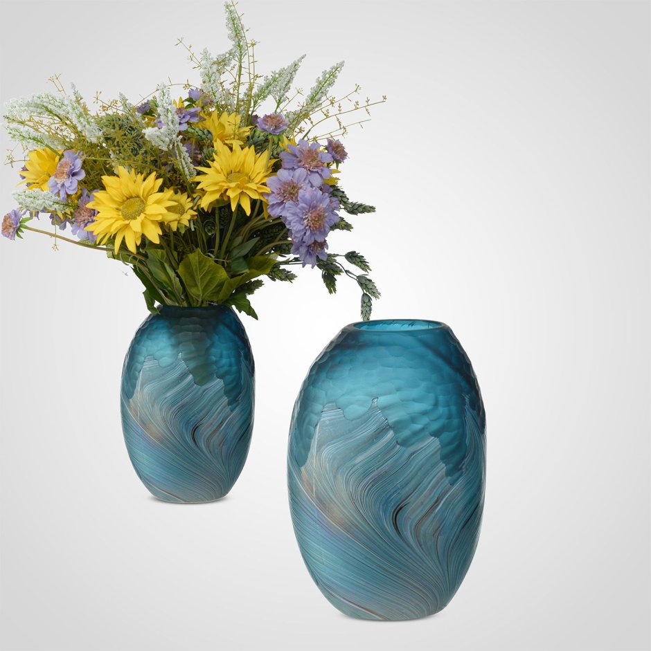 Ваза для цветов синее стекло