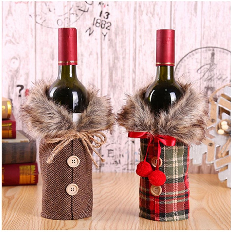 Украшение бутылок на новый год