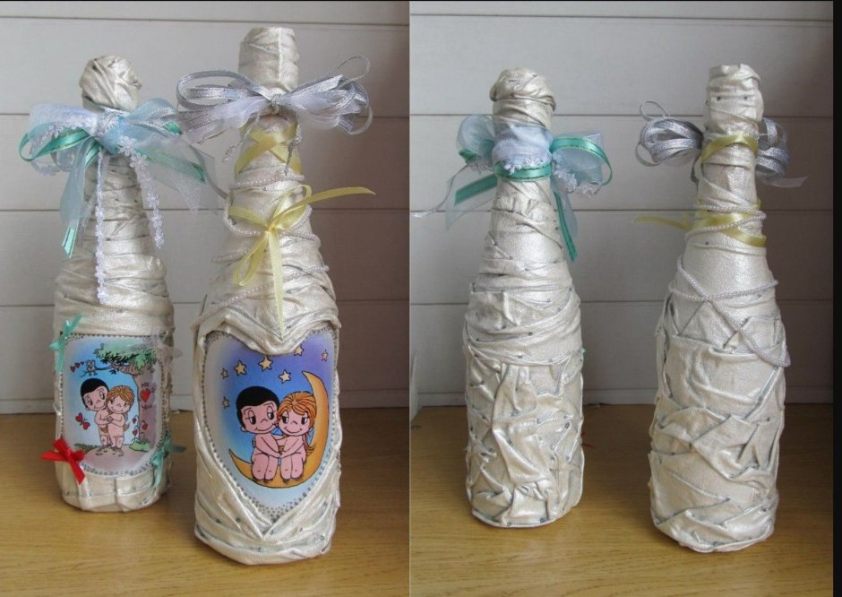 Украшение бутылок для конкурсов своими