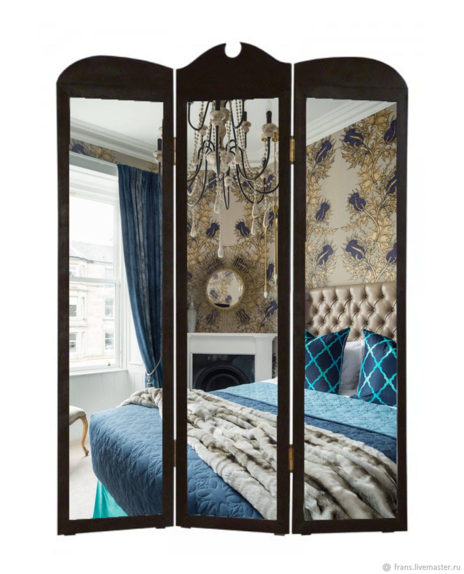 Зеркальная ширма на колесиках