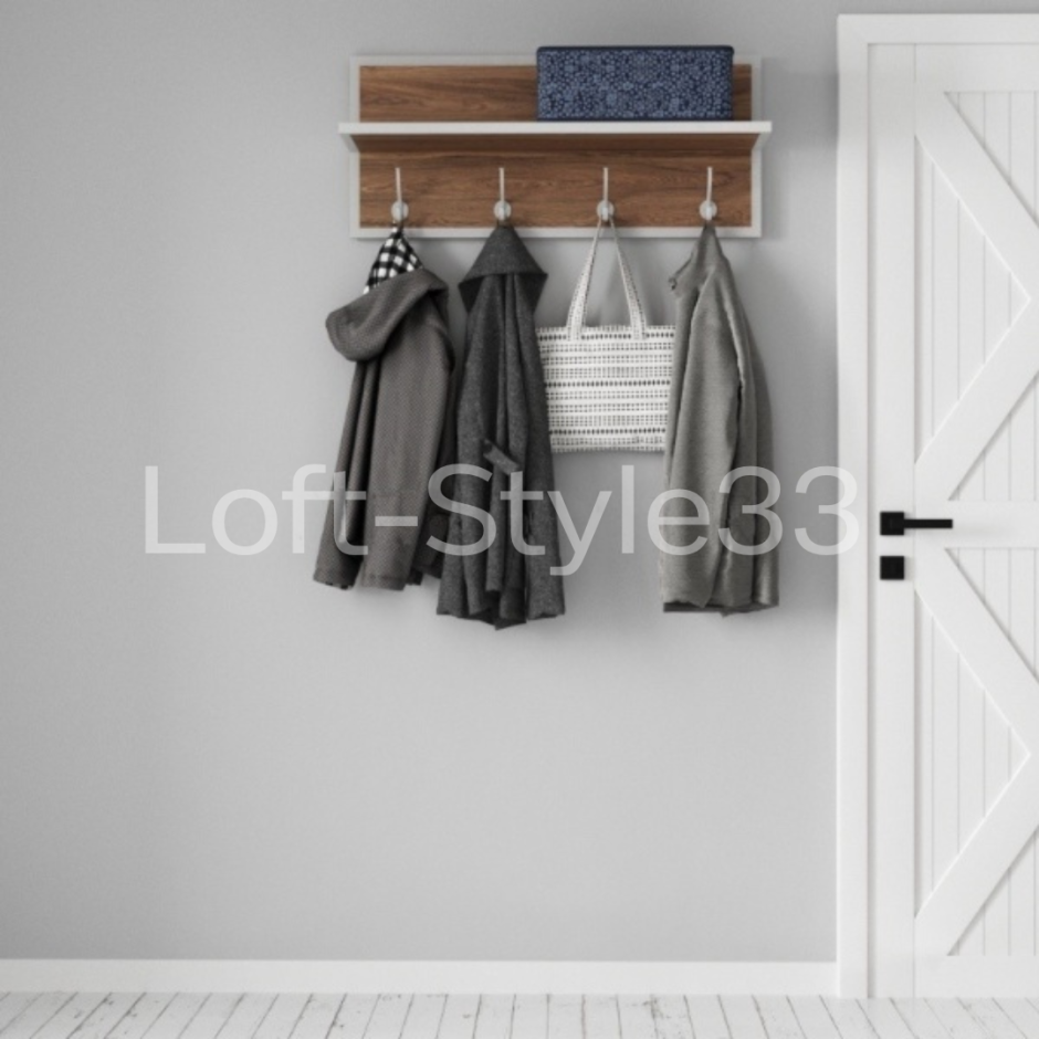 Полка Бриклаер лофт 60 с крючками и полотенцедержателем