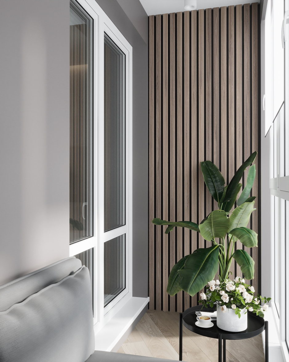 Реечная отделка лоджии