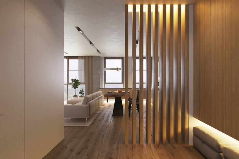 Перегородка с подсветкой для зонирования