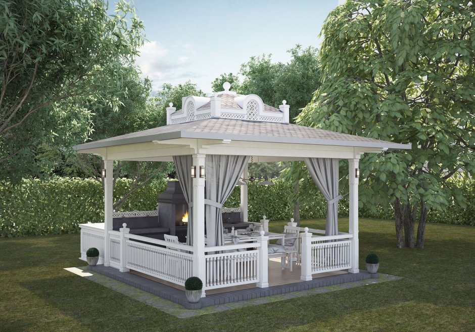 Беседка в белом цвете