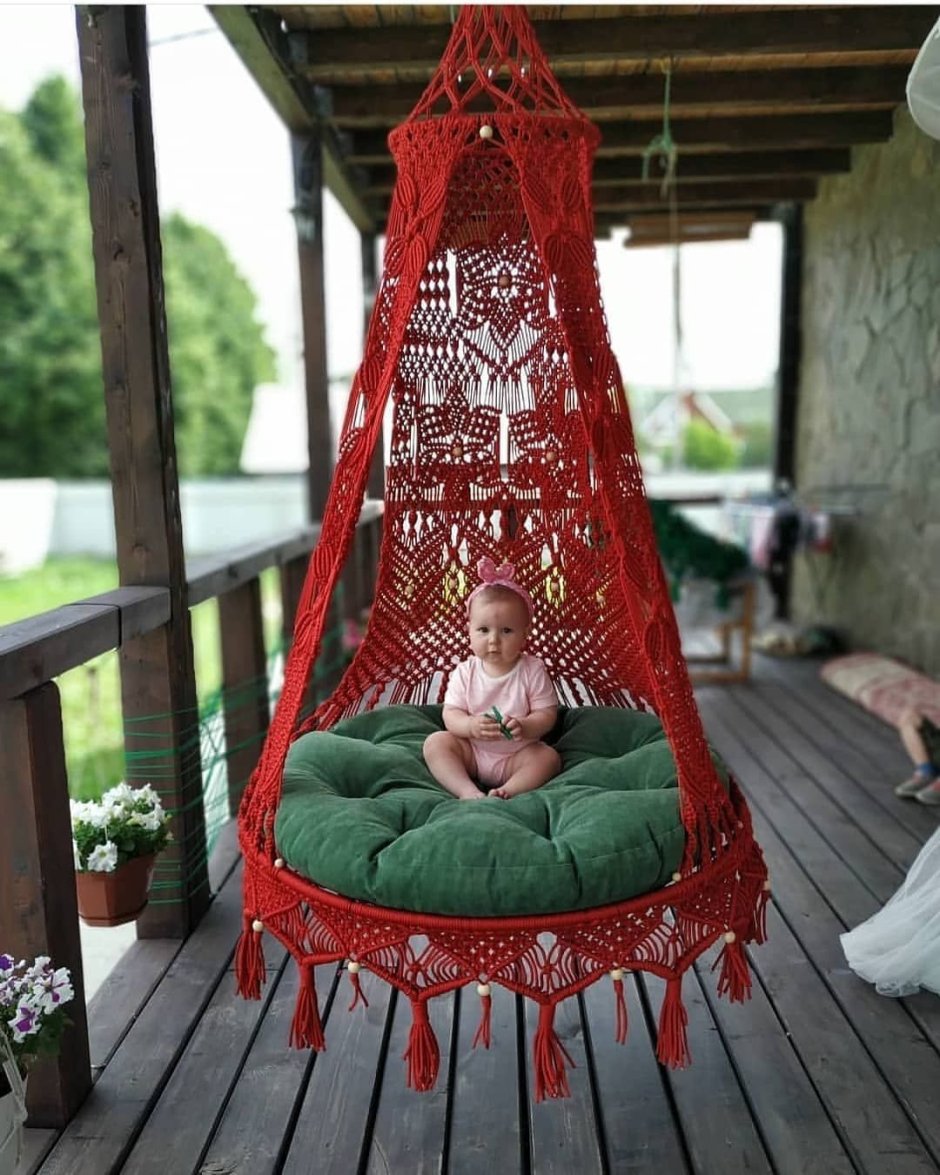 Подвесная люлька макраме