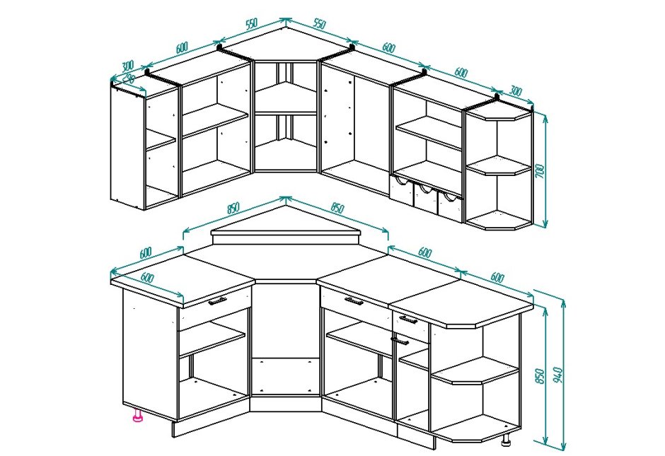 Кухня Легенда 12 угловая дуб молочный венге
