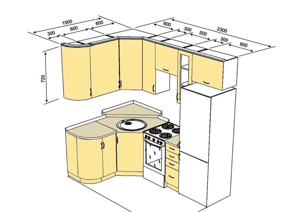 Кухня угловая 2х2