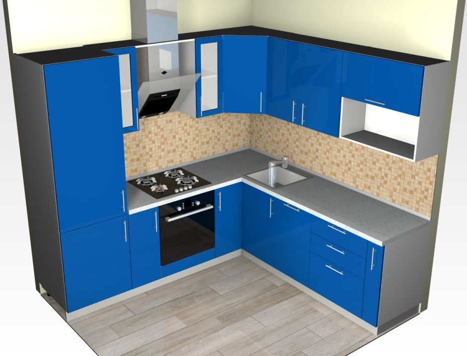 Планировка угловой кухни