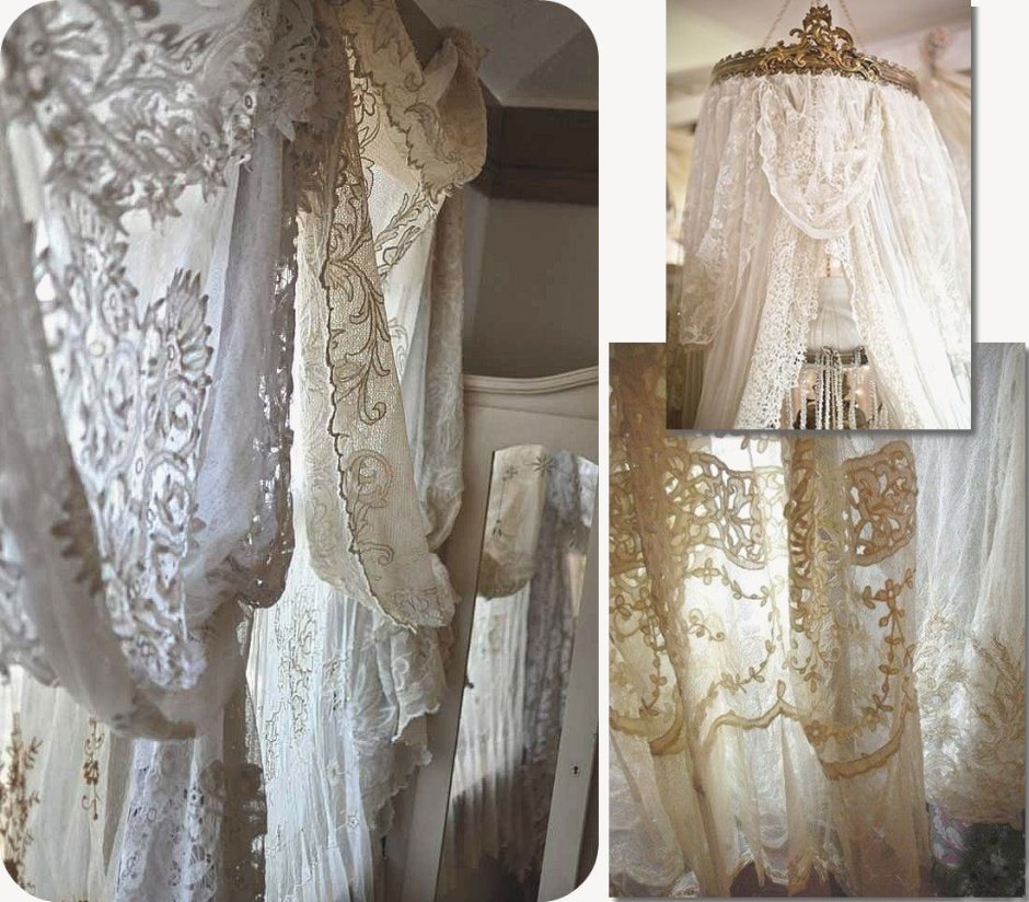 Шторы с кружевом в стиле Кантри