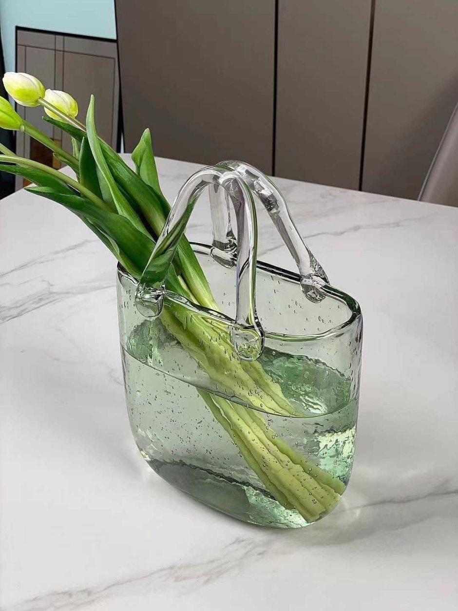 Ваза стеклянная сумка для цветов