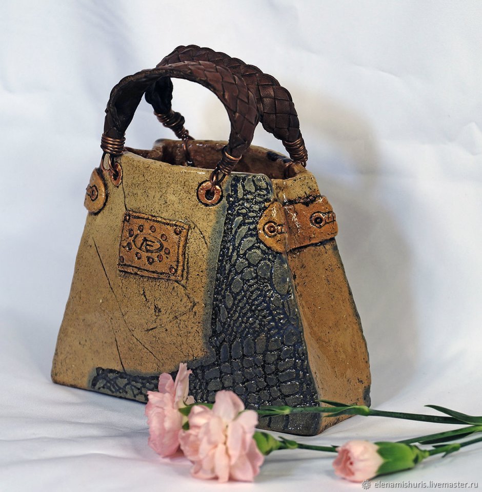 Ваза стеклянная сумка для цветов