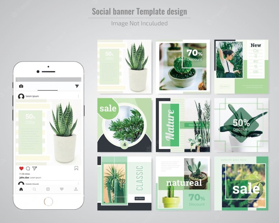 Зеленые шаблоны для Инстаграм