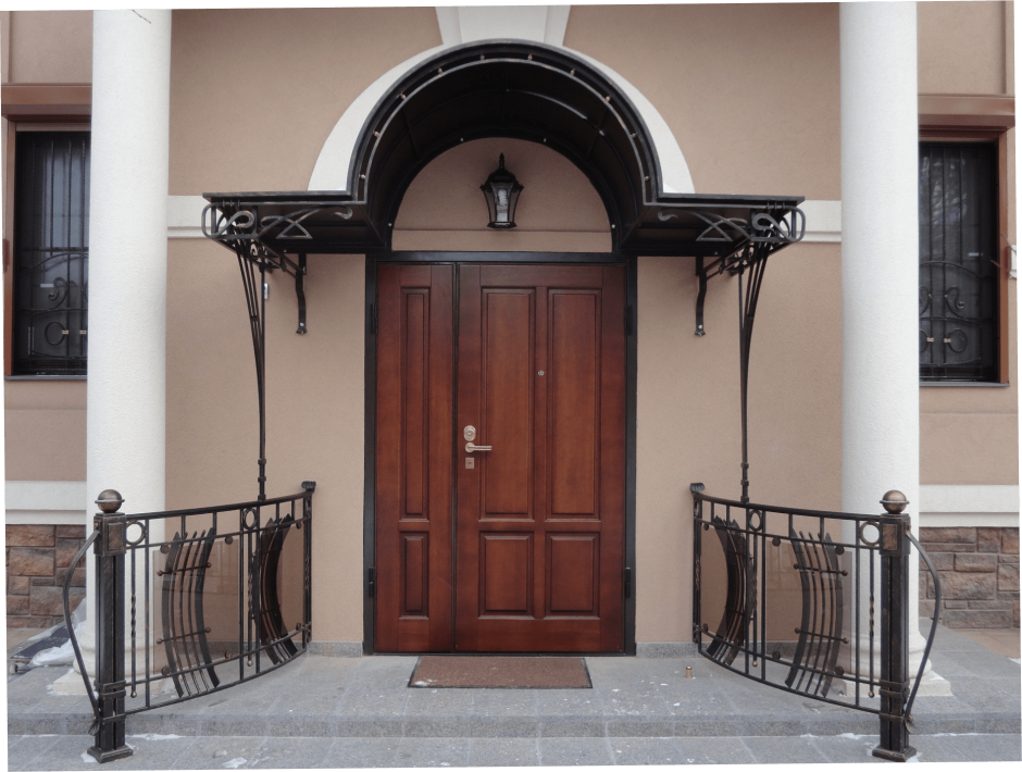 Навес над крыльцом металлический односкатный