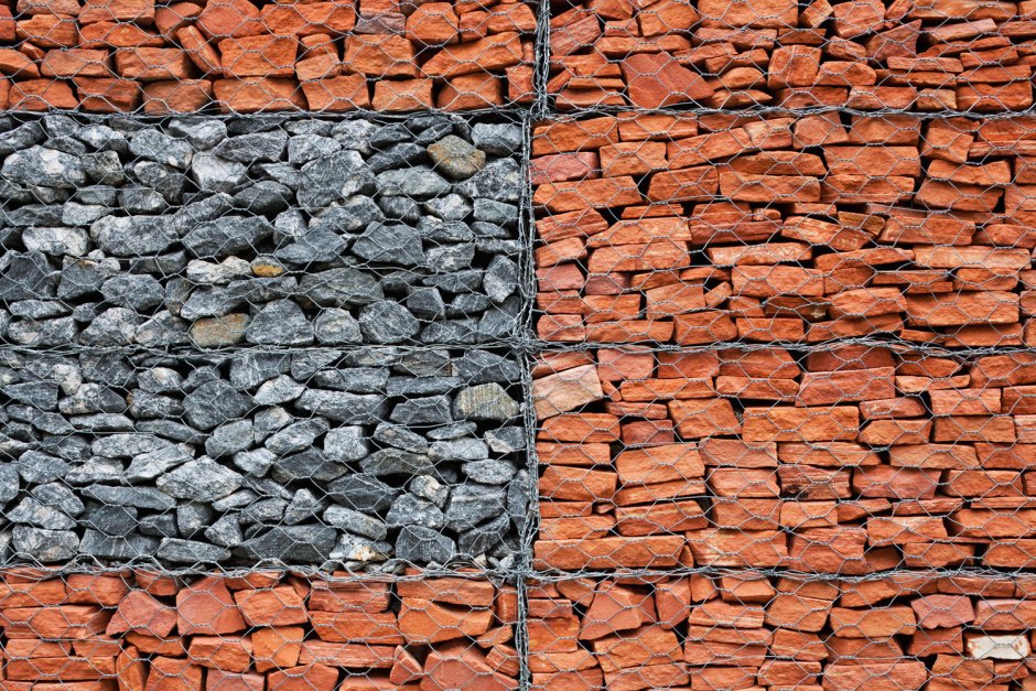 Габионы из битого кирпича