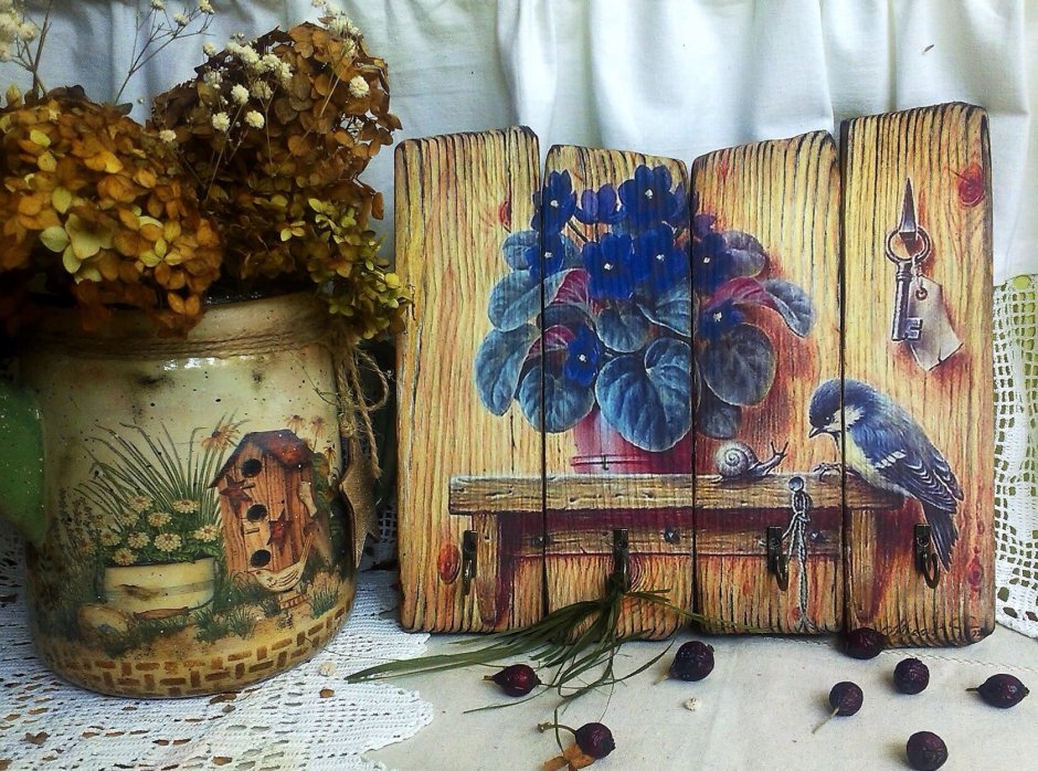 Декупаж деревянного панно
