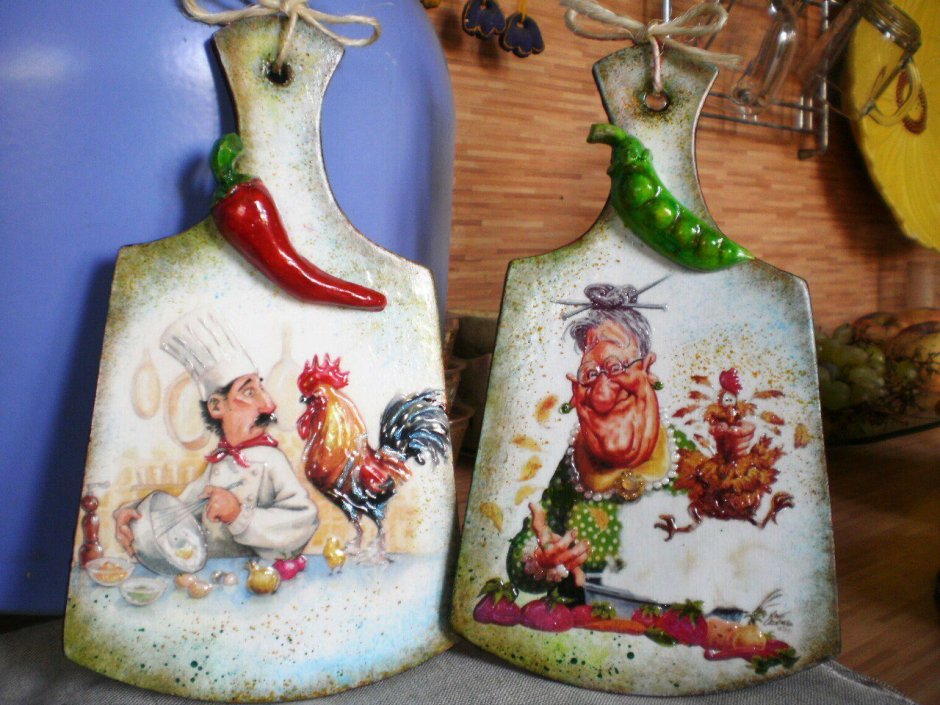 Новогодний декупаж кухонной доски