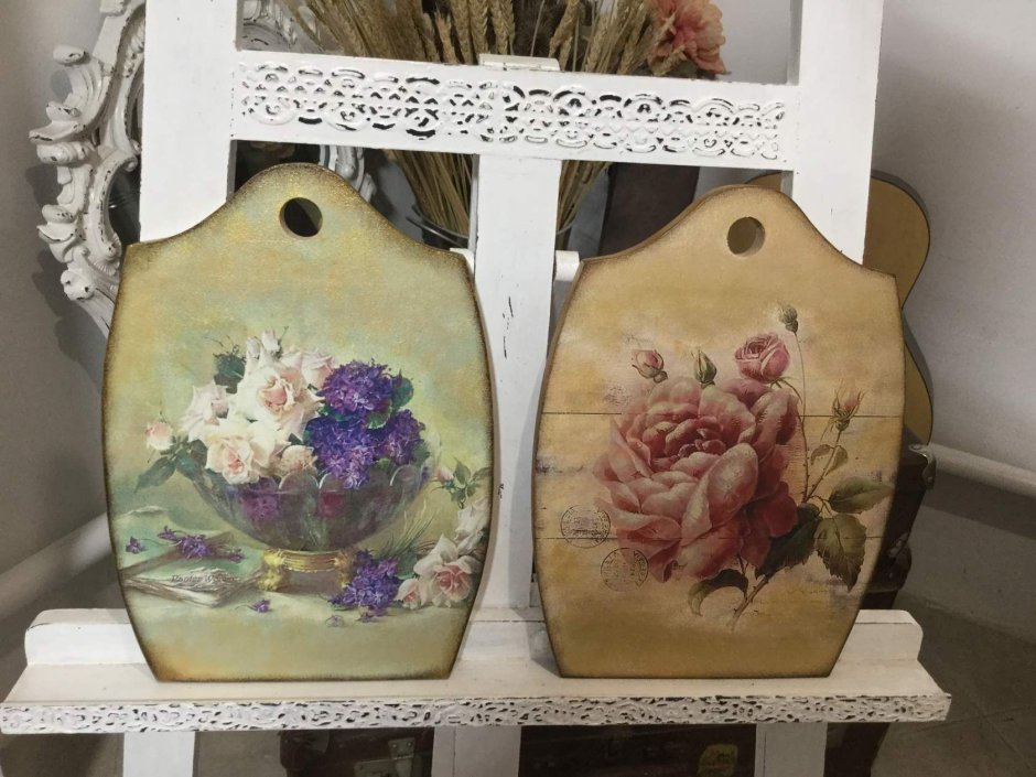Наталия Шевчук декупаж панно вазы с помощью трафаретов