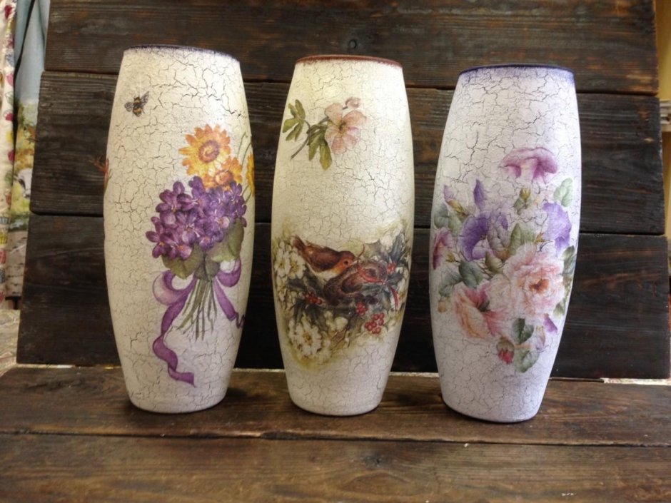 Декупаж вазы стеклянной