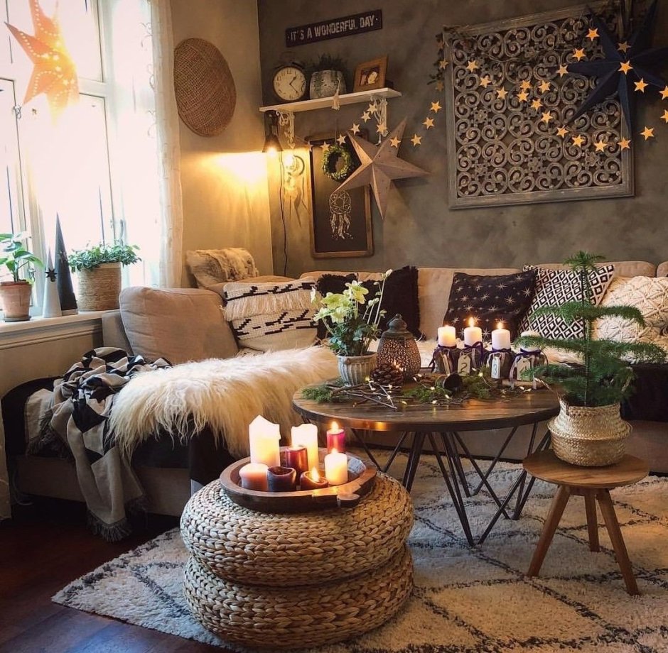 Сканди бохо интерьер