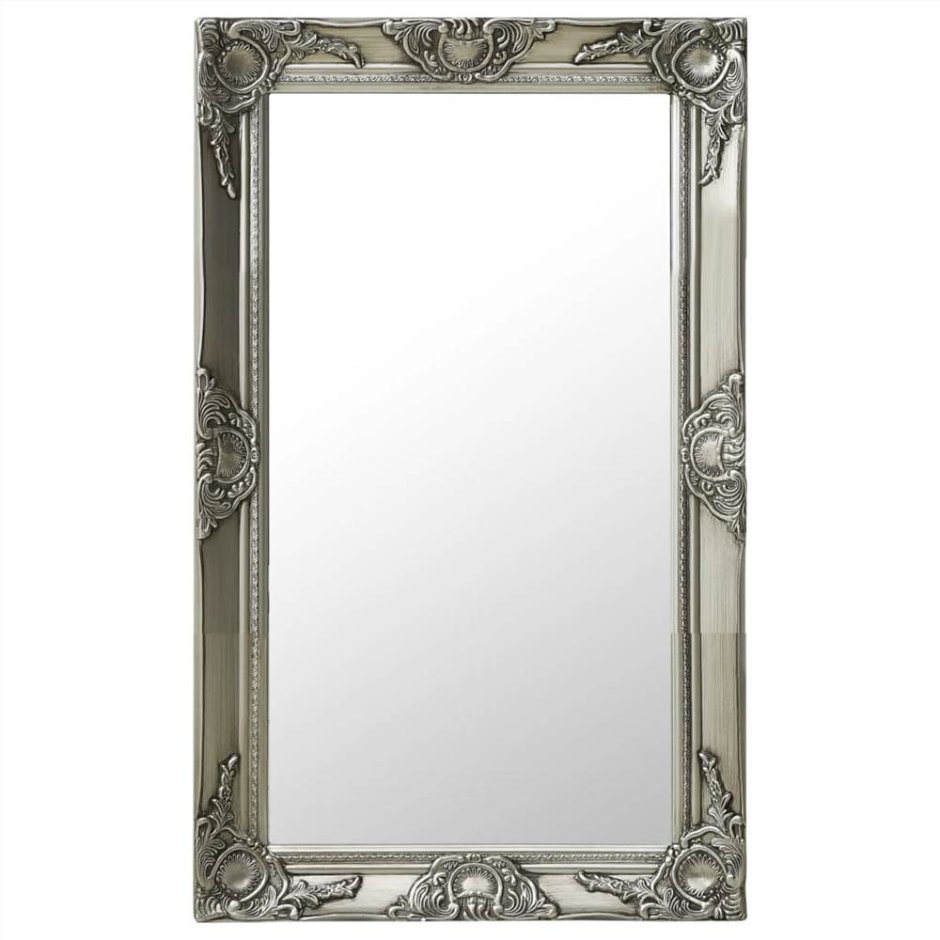 Зеркало багет белый кубик 45x60см серебро