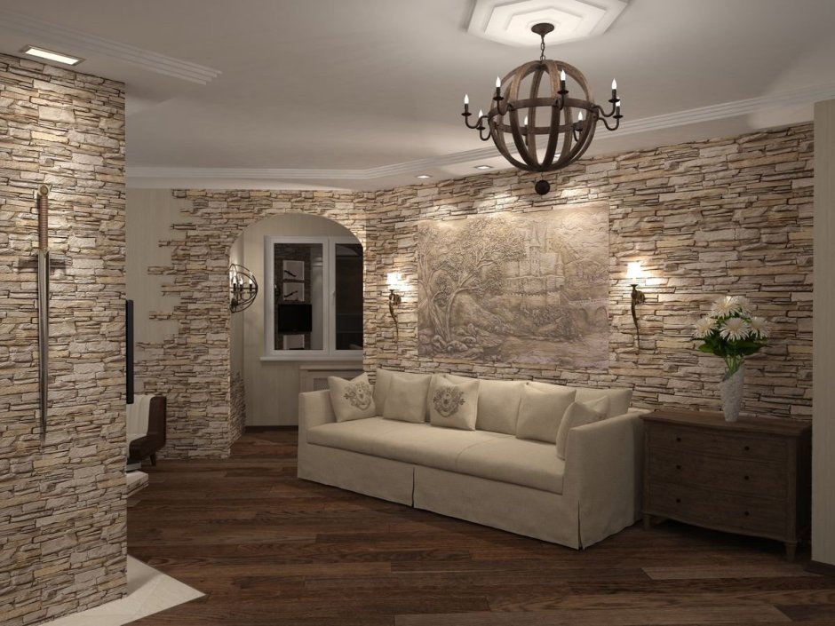 Отделка под кирпич в прихожей