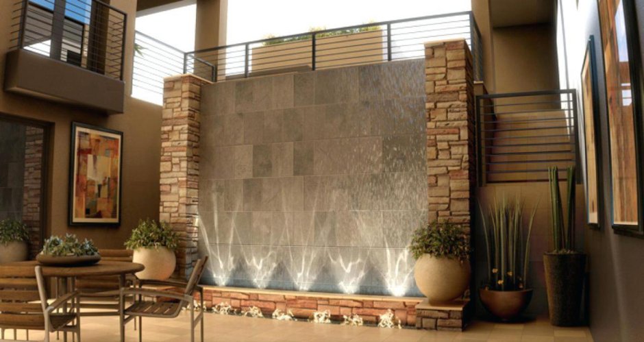 Декоративный водопад в интерьере