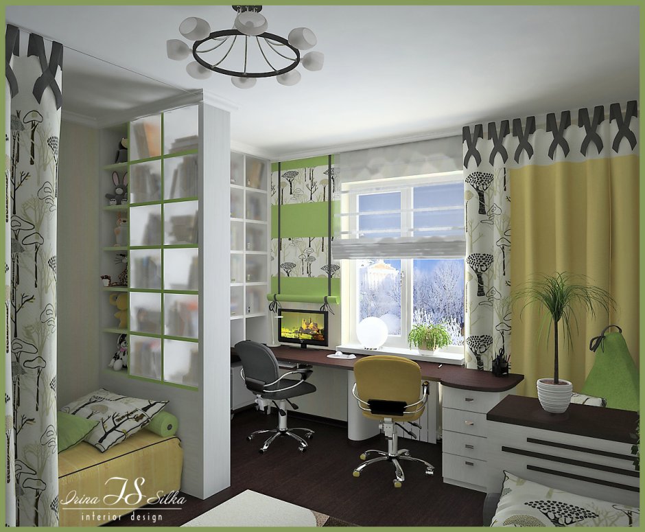 Рабочая зона у окна в детской