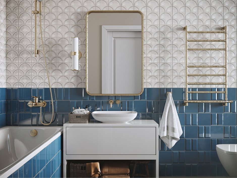 Керамическая плитка Bram's Metro синий 15х7,5 см