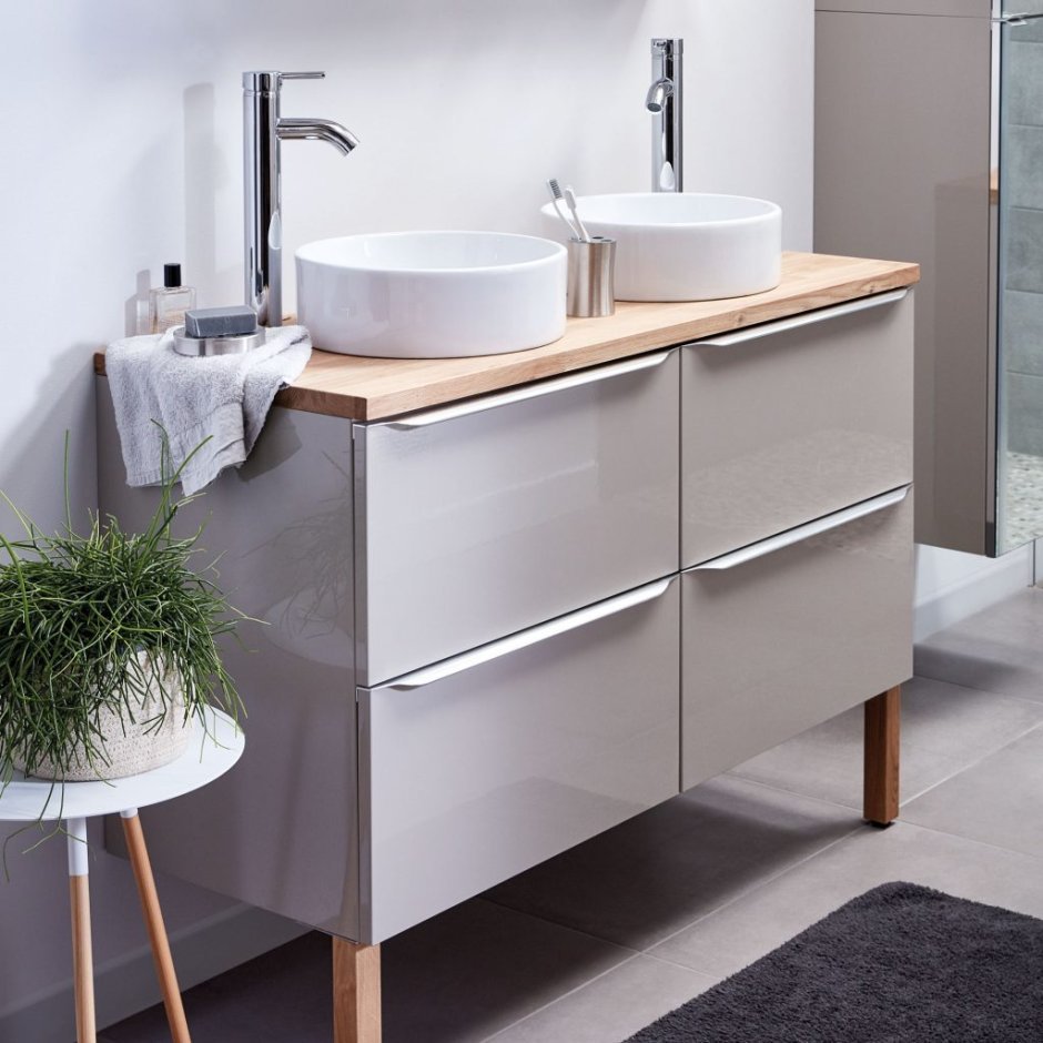 Касторама тумба с двумя раковинами для ванной комнаты