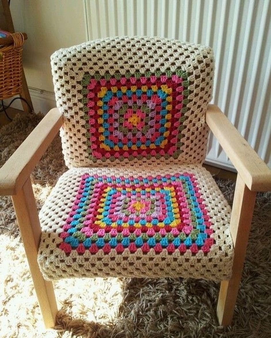 Вязаная сидушка на стул