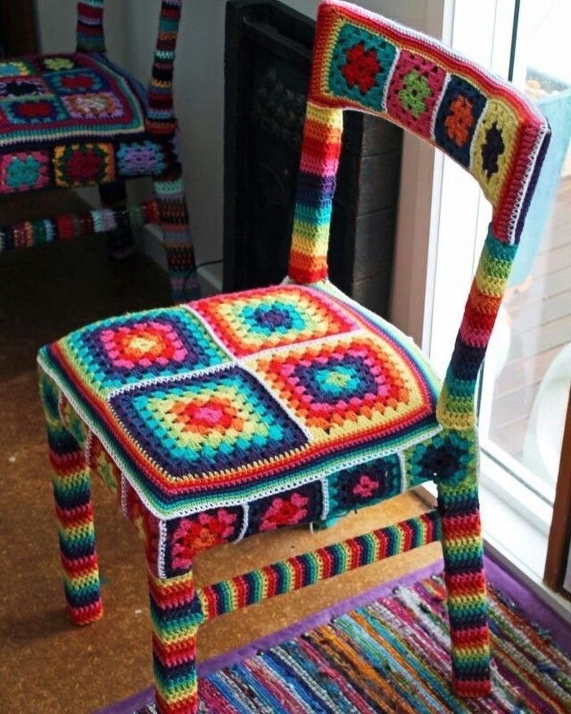 Сидушка на стул из трикотажной пряжи
