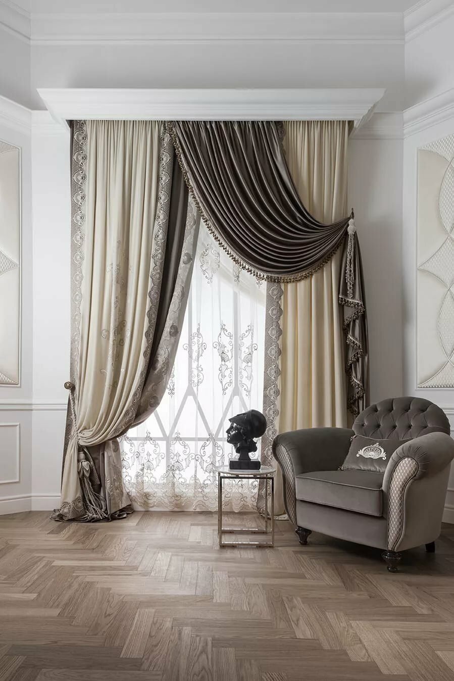 Элитные шторы для гостиной в современном стиле