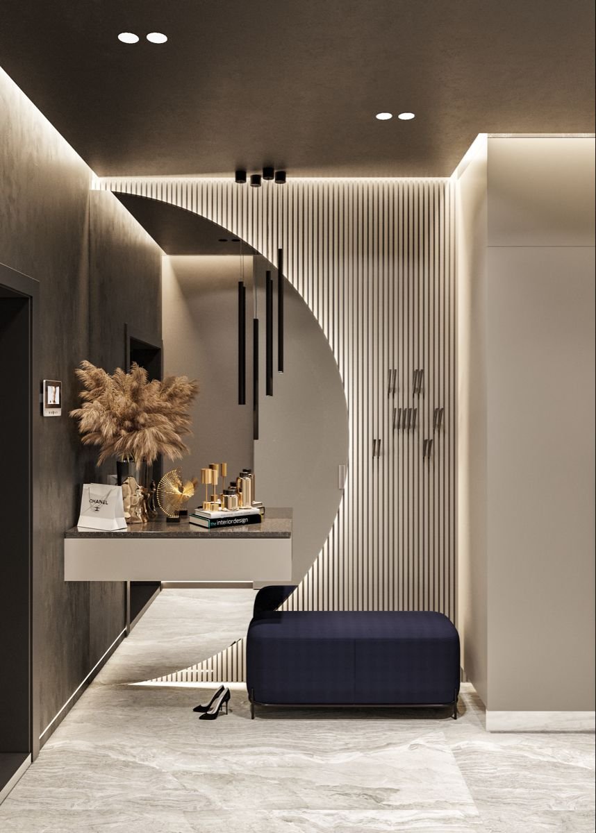 Полукруглое зеркало в прихожую