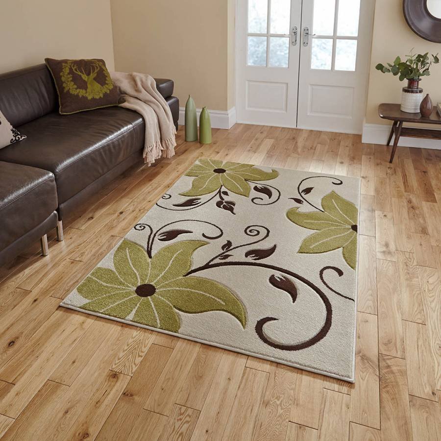 Ковер бежевый с зеленым