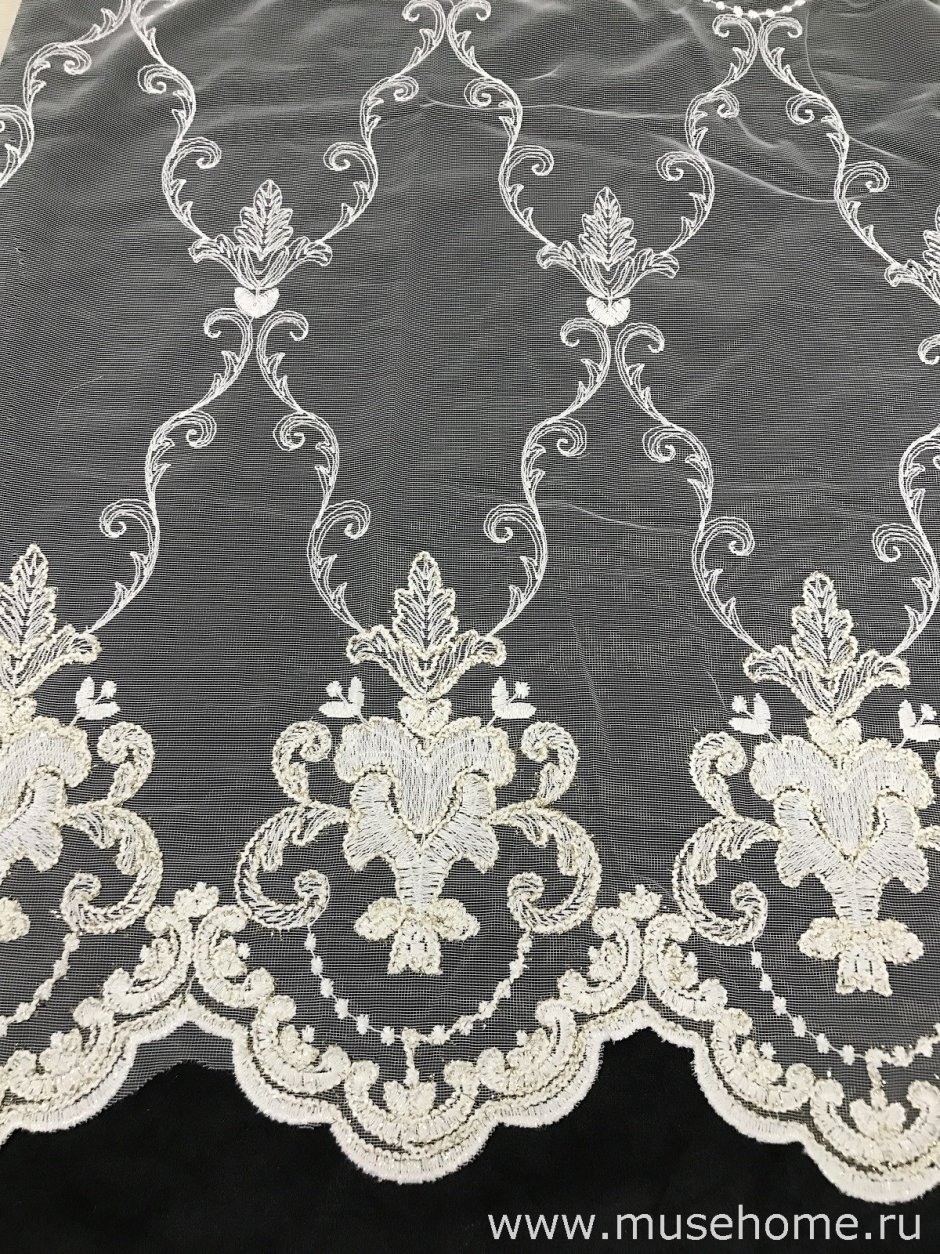 Сетка Грек с вышивкой и жемчугом s19034