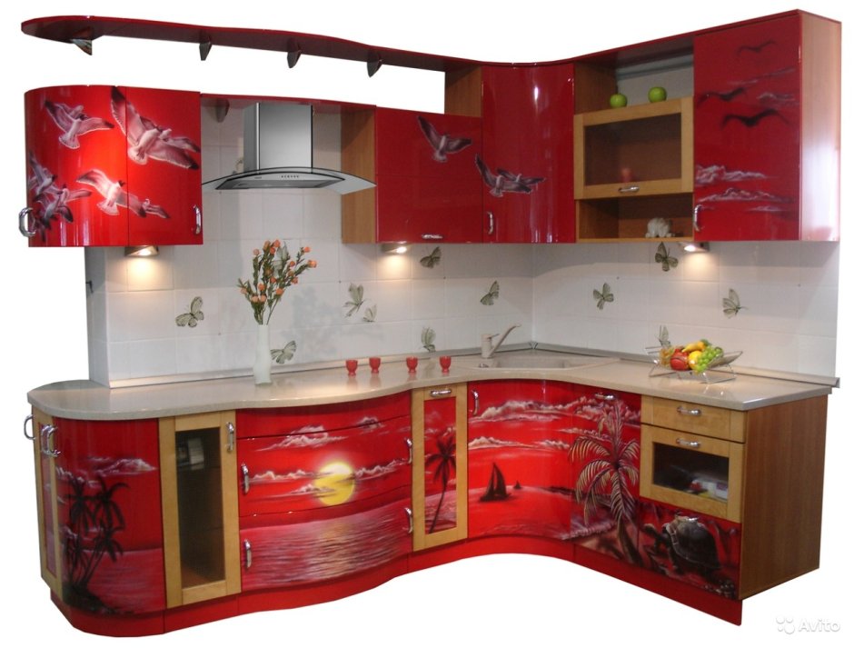 Кухня угловая зеленая