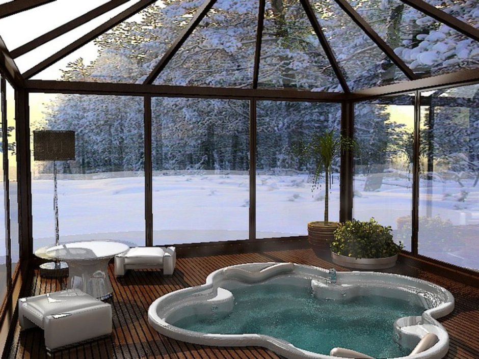 Беседка со стеклянной крышей