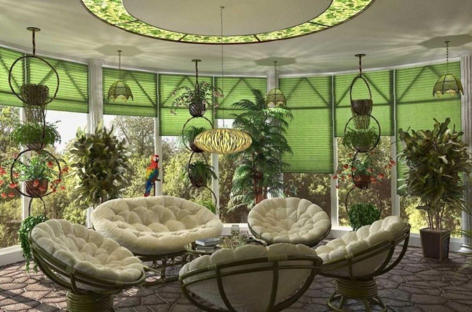 Бассейн в оранжерее