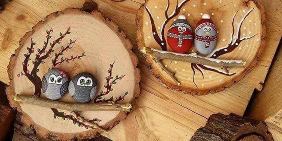 Поделки на срезе дерева