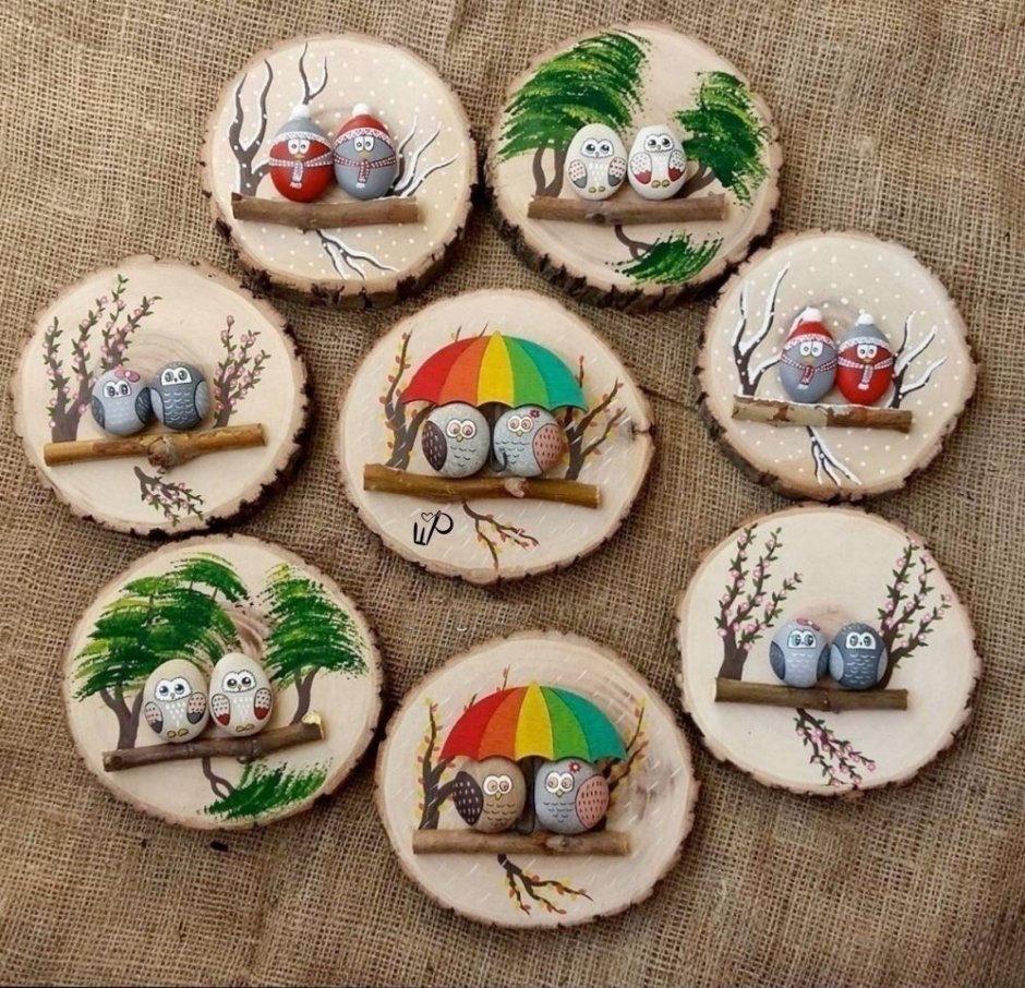 Поделки на срезе дерева