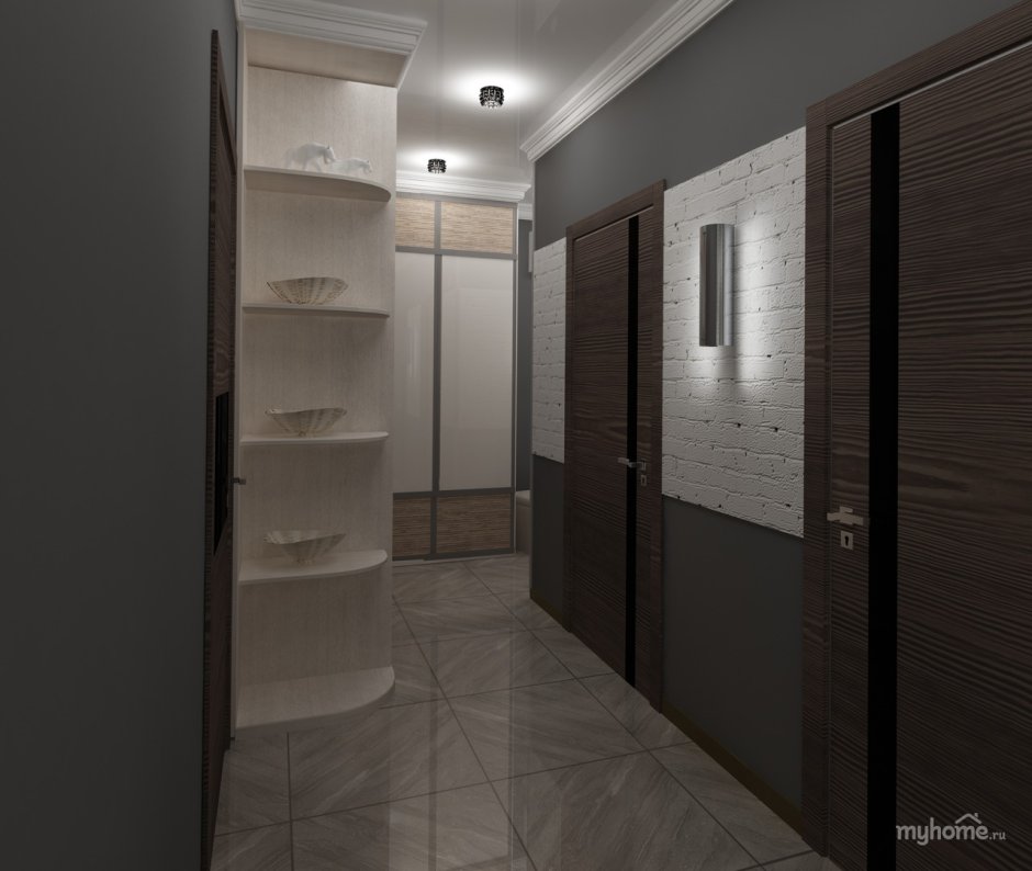 Узкая проходная кухня