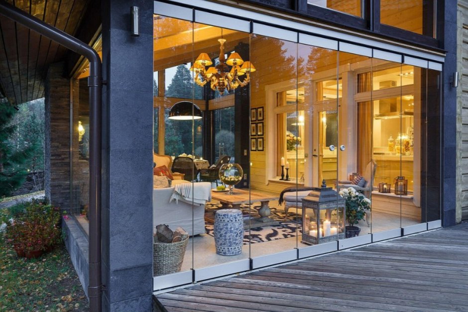 Деревянные балки с подсветкой