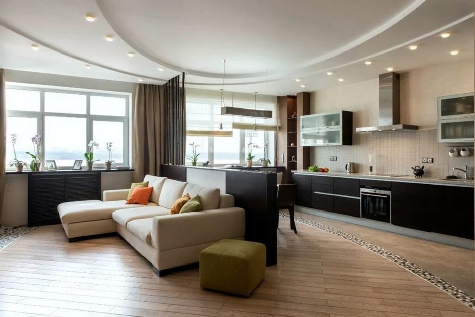 Кухня с гостинной 30кв м интерьер