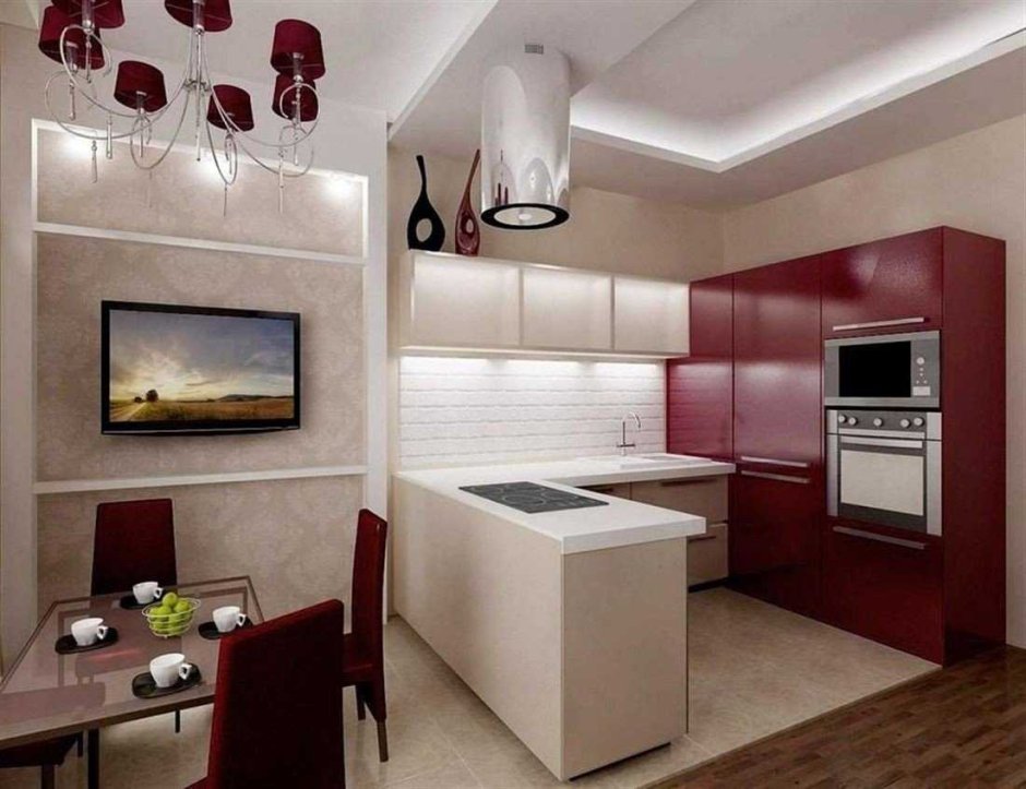 Кухня с гостинной 15кв м интерьер